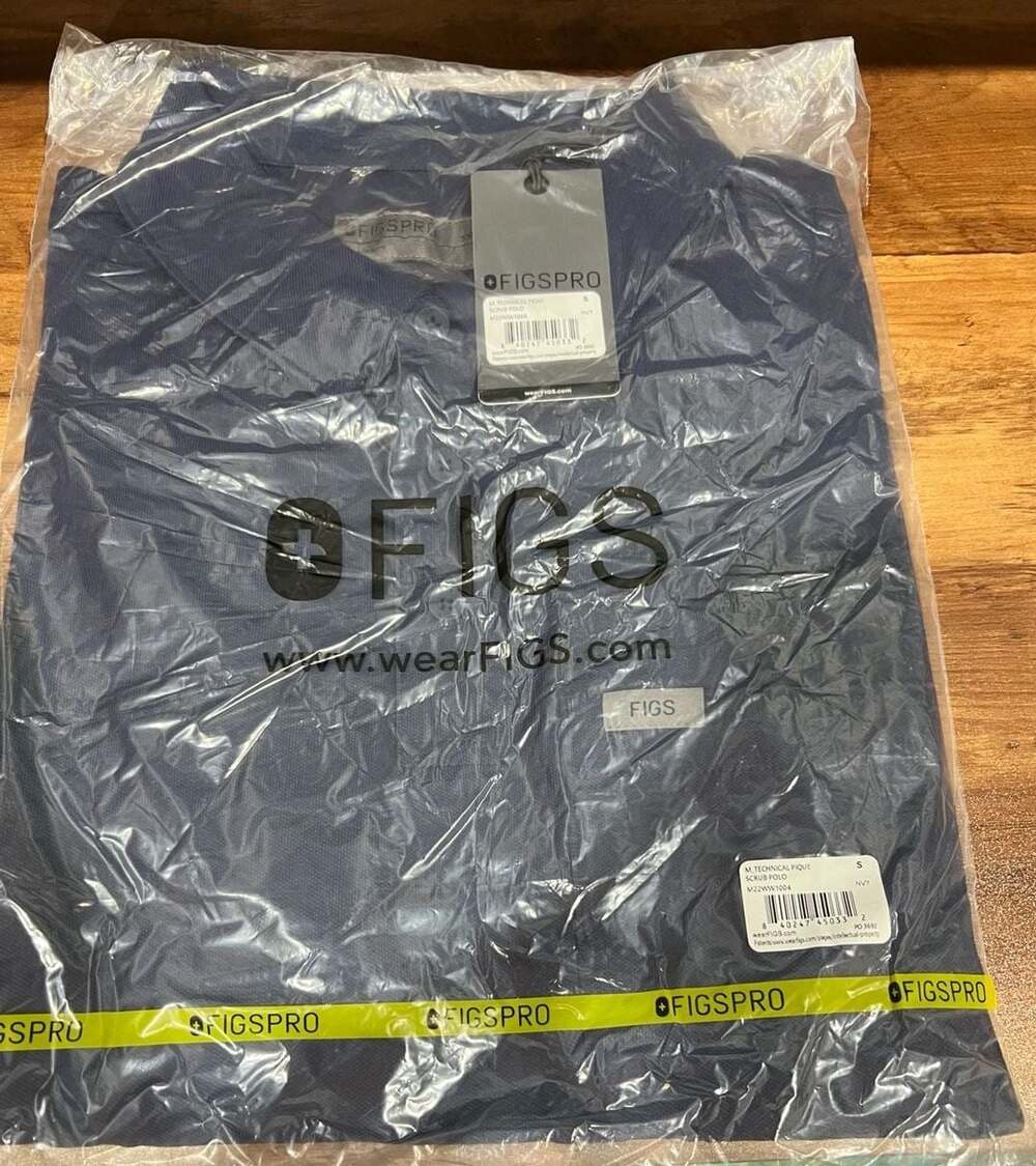 FIGSPRO Technical Pique Scrub Polo Size S Navy